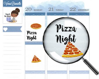 Pizza Night Planner Stickers, Pizza Stickers, Pizza Night Sticker