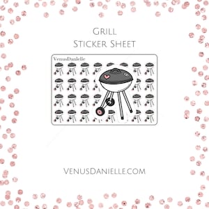 Grill Planner Sticker Sheet, BBQ Stickers for Journals, Planners, Cute Kawaii Grill Stickers, Perfect for BBQ Lovers, Summer Planner Sticker