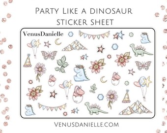 Dinosaur Stickers, Sticker Sheet, Planner Stickers, Bullet Journal Stickers, For use in Erin Condren