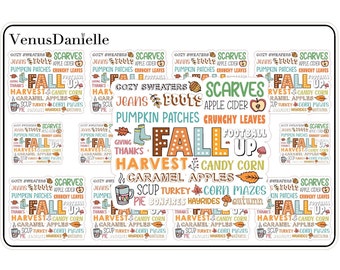 Fall Theme Planner Stickers | Autumn Decorative Stickers | Seasonal Planner Accessories | Perfect for Bullet Journals and Scrapbooks