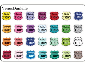 Road Trip Planner Sticker Sheet - Travel Stickers for Journals, Adventure Planning, Scenic Route Decor, Vacation Organization