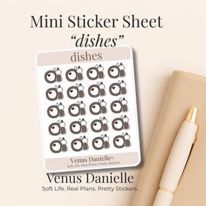 Dishes Planner Stickers: Minimal Cleaning Chore Icons