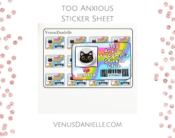 Too Anxious Planner Sticker Sheet – Cute and Funny Mental Health Stickers for Planners and Journals, Perfect for Bullet Journals, Gifts for