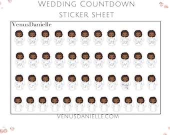 Wedding Countdown Planner Stickers | Brown Skin Bride Stickers | Wedding Planning Essentials
