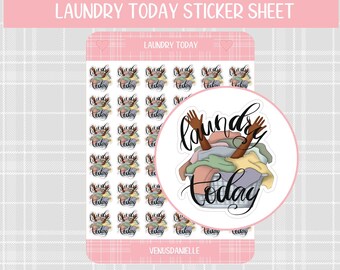 Laundry Planner Stickers, Functional Planning, Chore Sticker Sheet, Cleaning Stickers for Planners and Calendars, Housework Sticker, Icon