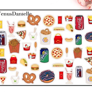 Junk Food Planner Sticker Sheet - Fast Food Stickers, Snack Planner Stickers, Sweet Treats Stickers, Foodie Planner Decor, Junk Food Lovers