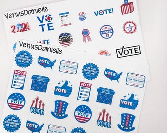 Voting Planner Stickers | Election Day Reminder, Civic Duty (2 Sheets)
