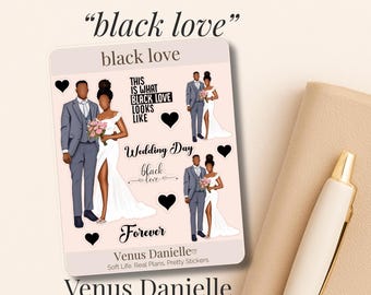 Black Love Wedding Planner Stickers: Bridal Shower Gift