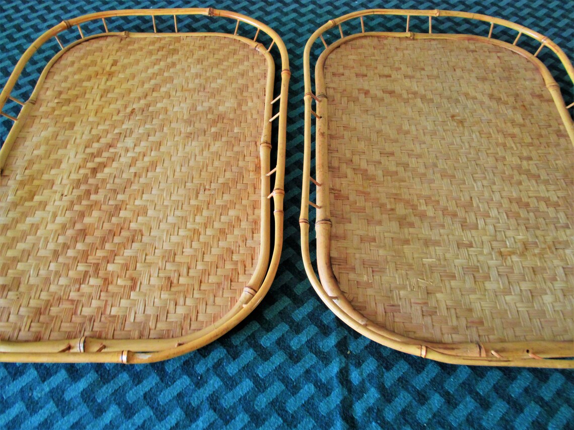 Bamboo Lap/Serving Trays Set of 2 Etsy