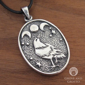 Triple Moon and Raven Pewter Pendant
