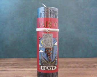 Death Tarot Pillar Candle (with Pewter Pendant)