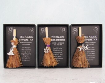 Mini Magick Broomstick in Gift Box - Choose Style!