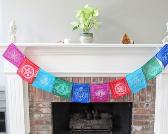 Pagan Prayer Flags (Set of 10 Cotton Flags on Cord)