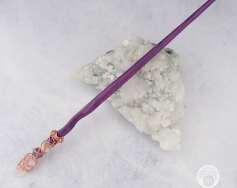 clear quartz point OOAK Crystal Forest Wand- For witches and everything in between fairies polymer clay