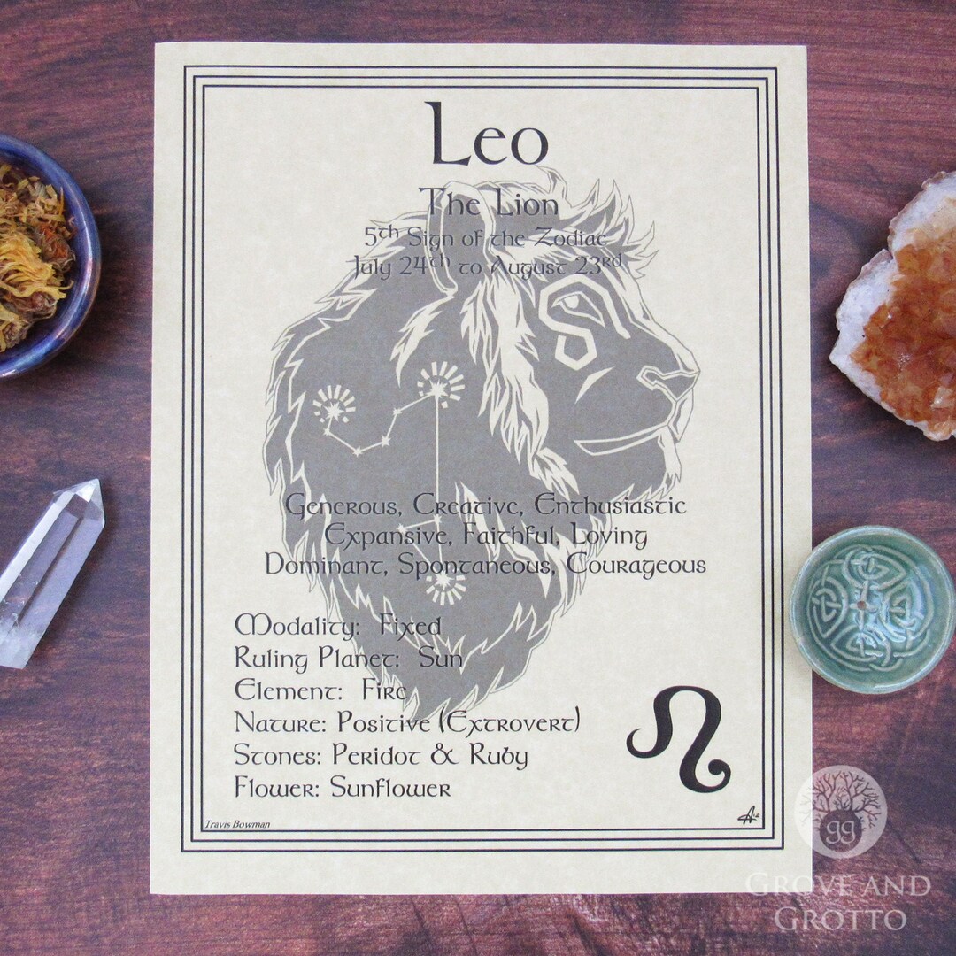Leo Zodiac Sign Parchment Poster 8.5 X 11 - Etsy