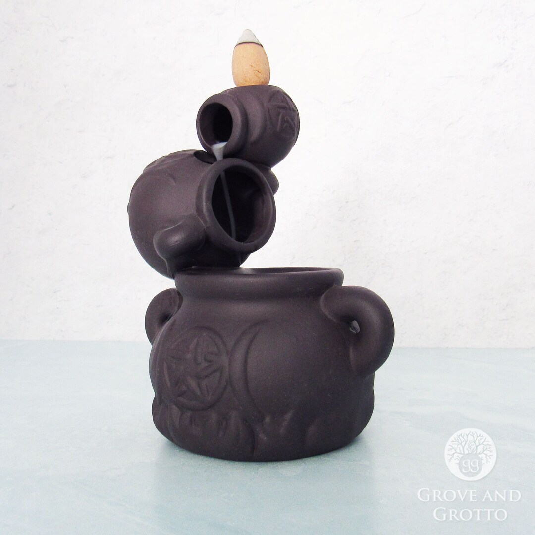 Triple Moon Cauldron Backflow Incense Burner Etsy