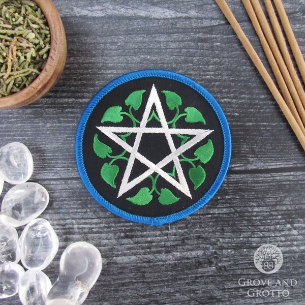 Leafy Pentagram Embroidered Patch