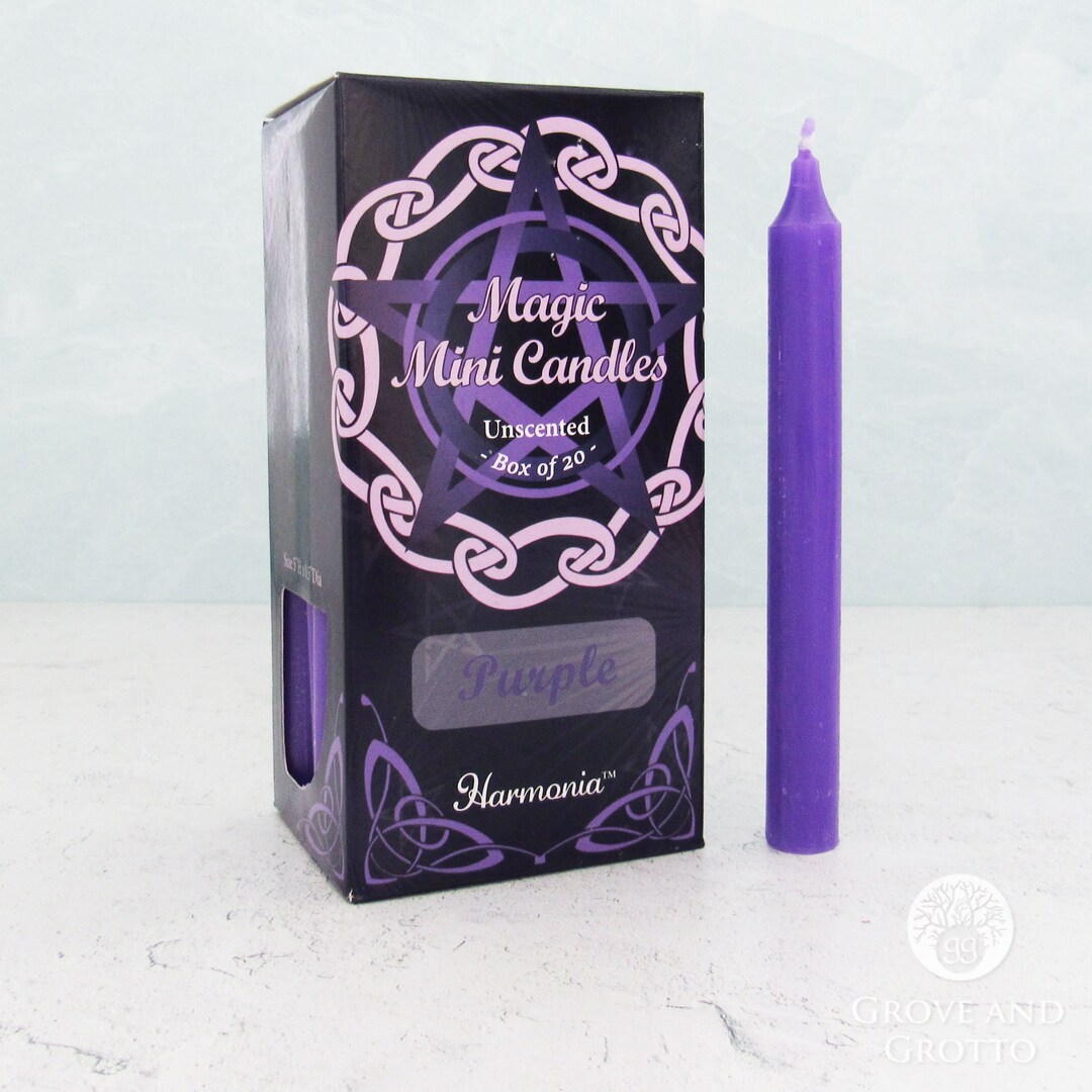 Purple Spell Candles box of 20 Magic Mini Candles by Harmonia Etsy