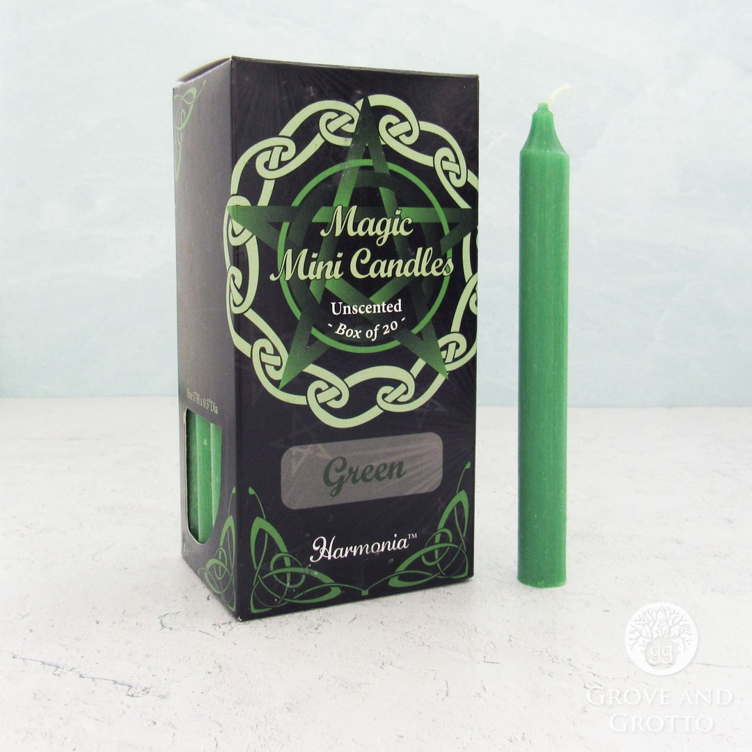 Green Spell Candles box of 20 Magic Mini Candles by Harmonia Etsy