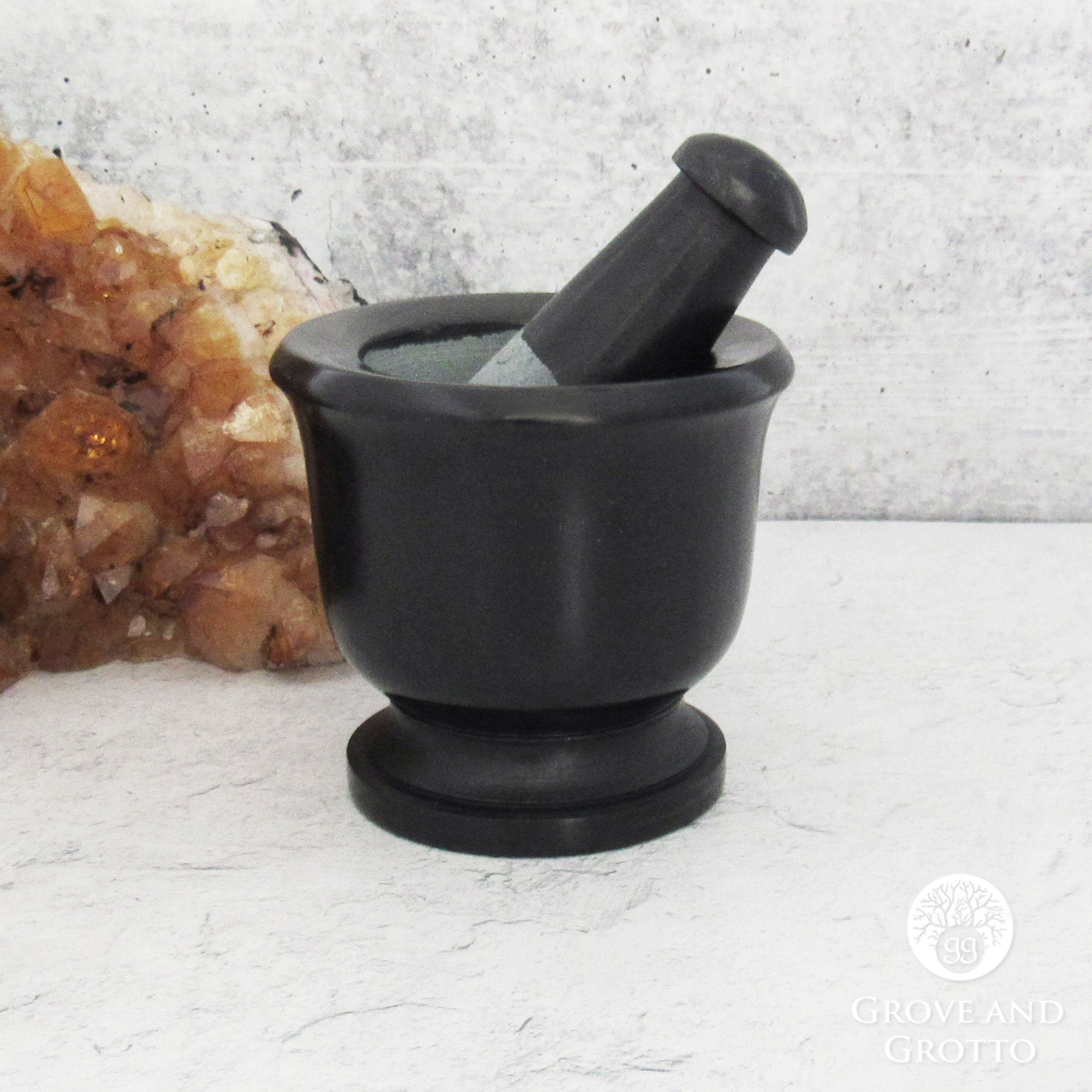 Black Stone Mortar and Pestle small Etsy