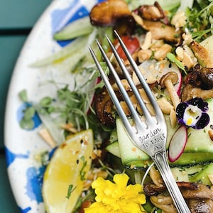 TUIN AAN TAFEL | Gestempelde vork | Zilveren Vork | Salade Vork | Diner Vork | Gestempeld bestek | Housewarming Cadeau | | Zoete Tijm Design