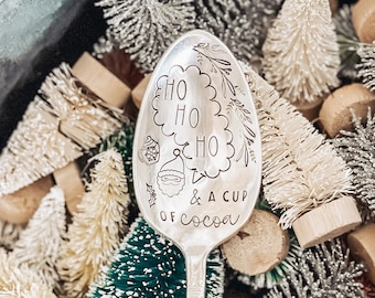 HO HO HO And A Cup Of Cocoa | Stamped Spoon | Christmas Spoon | Christmas Gift | Stocking Stuffer | Hot Cocoa Stirrer | Hot Chocolate