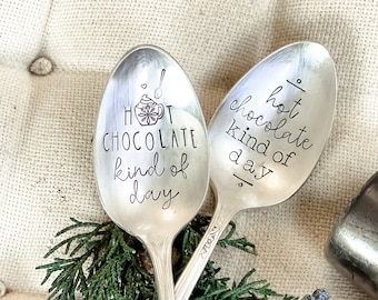 HOT CHOCOLATE KIND Of Day | Stamped Silver Spoon | Stocking Stuffer | Christmas Gift | Hot Cocoa Stirrer | Hot Chocolate Stirrer