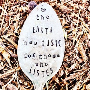 Garden Marker, Stamped Silver, Gardener Gift, Gift For Her, Garden Quote, Stamped Spoon, Shakespeare Quote, Earth Quotes, Mother&#39;s Day Gift