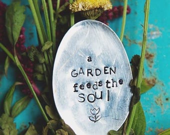 Garden Marker, Garden Spoon, Silver Spoon, Gardener Gift, Stamped Spoon, Garden Quote, Stamped Silverware, Silver Spoon, Garden Gift, Garden