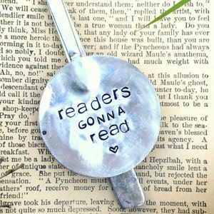 Readers Gonna Read, Bookmark, Vintage Bookmark, Stamped Spoon, Book Club Gift, Stamped Bookmark, Spoon Bookmark, Silver Bookmark