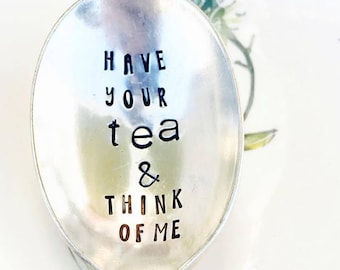 Cuchara de plata - tiene su té y piensa en mí - cuchara de té - té - té suelto regalo - taza cuchara regalo - regalito - Vintage cuchara