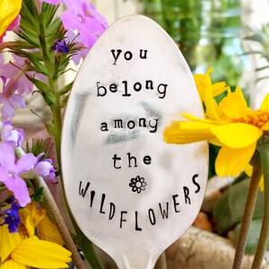 Garden Marker, Stamped Silver, Gardener Gift, Gift For Her, Garden Quote, Stamped Spoon, Alice and Wonderland Quote, Garden Spoon, Garden