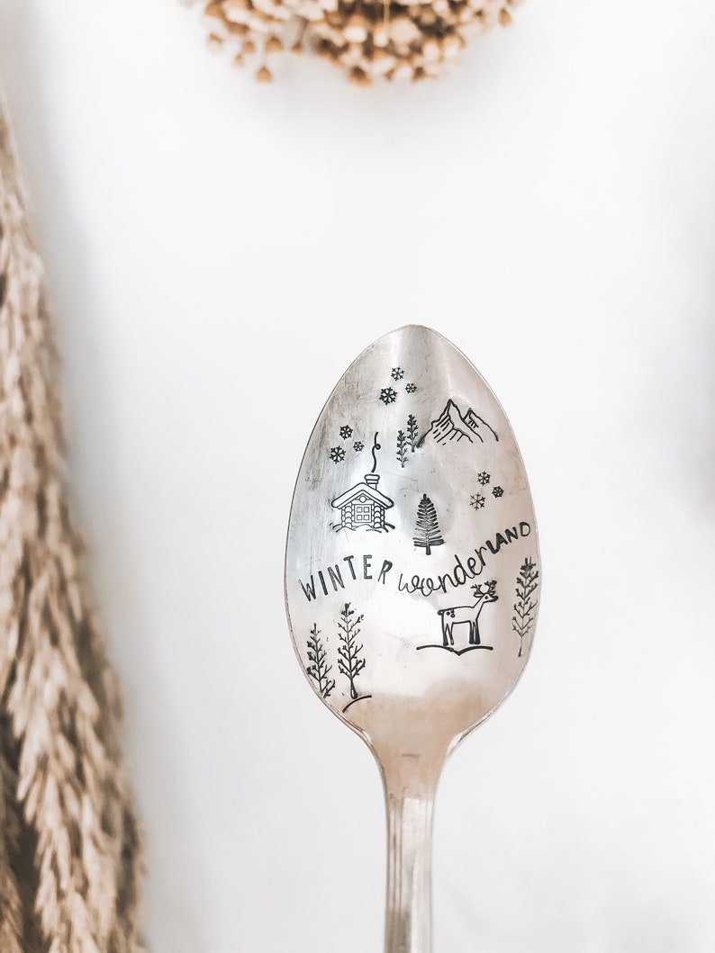 Winter Wonderland Stamped Spoon  Christmas Spoon  Christmas image 1