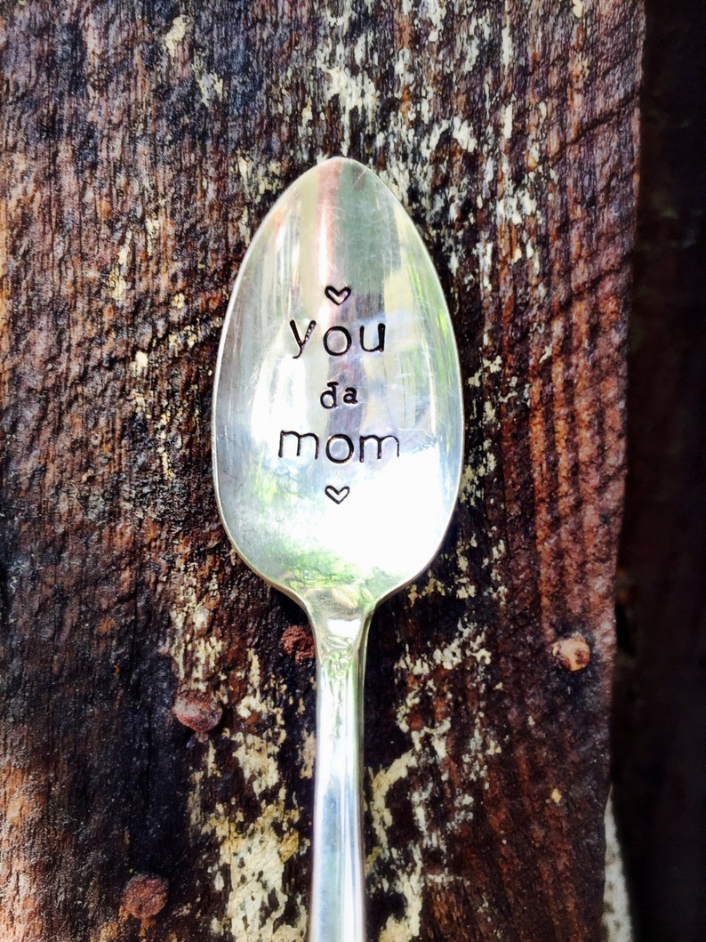 You Da Mom, Best Mom Ever Spoon Stamped Silver Spoon, Coffee Spoon, Mothers Day Gift, Mom Gift, I Love You Mom, Mom's Coffee Spoon, Mom image 2