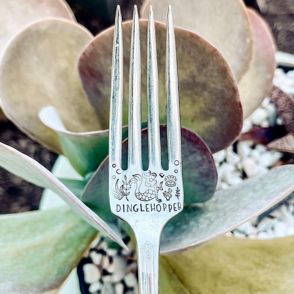 DINGLEHOPPER VORK | Gestempelde zilveren vork - The Little Mermaid - Disney Gift- Stocking Stuffer - Kid Gift - Children's Fork - Ariel Fork