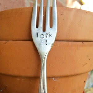 Fork It - Stamped Garden Marker - Garden Decor - Holiday Gift - Unique Gifts - Gardener Gift - Christmas Gift Idea - Stamped Silver For
