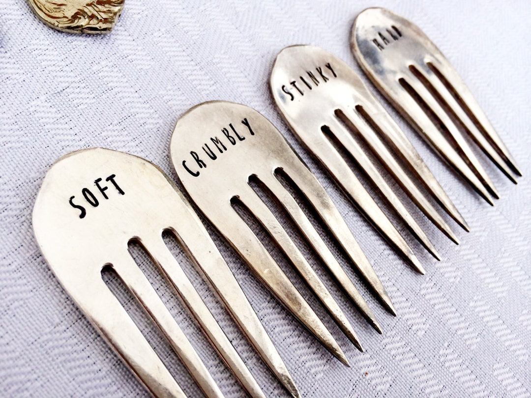 Cheese Forks Cheese Markers Stamped Forks Stamped Silver Etsy