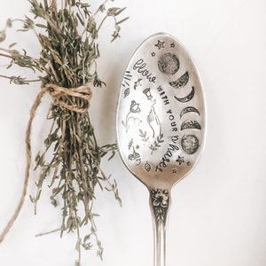 Flow With Your Phases - Moon - Stamped Spoon - Coffee Spoon - Stamped Coffee Spoon - Stamped Teaspoon - Vintage Spoon - Silver Spoon - Tea