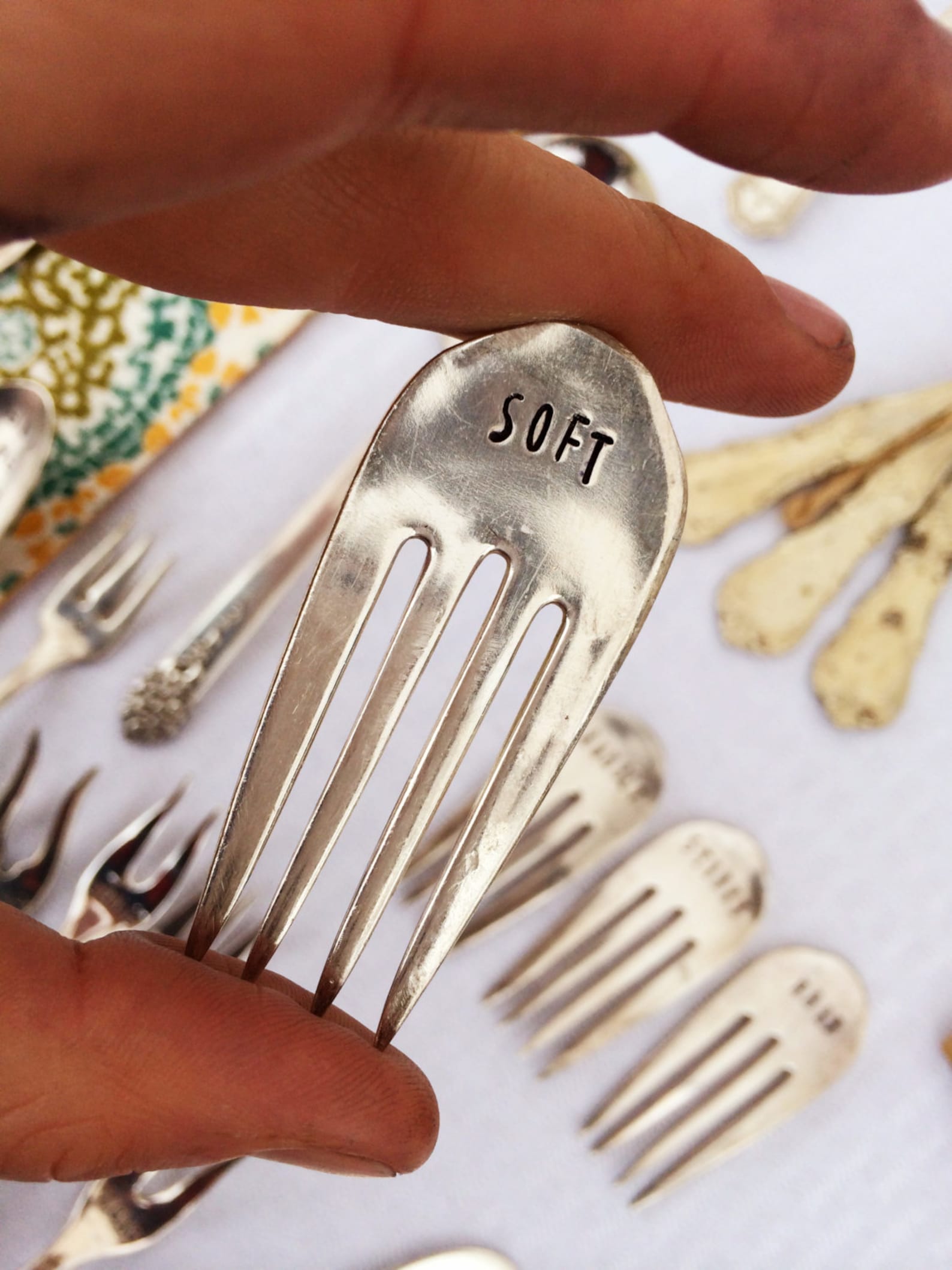 Cheese Forks Cheese Markers Stamped Forks Stamped Silver Etsy