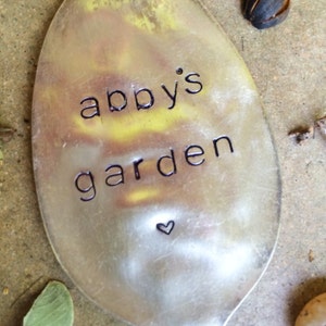 Custom Garden Marker - Stamped Silver - Garden Decor - Holiday Gift - Custom Gifts - Gardener Gift - Christmas Gift Idea, Hand Stamped Spoon