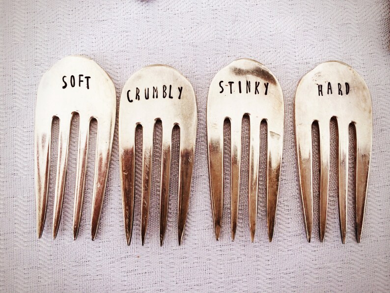 Cheese Forks Cheese Markers Stamped Forks Stamped Silver Etsy