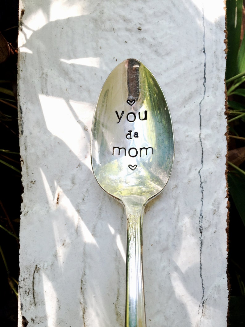 You Da Mom, Best Mom Ever Spoon Stamped Silver Spoon, Coffee Spoon, Mothers Day Gift, Mom Gift, I Love You Mom, Mom's Coffee Spoon, Mom image 1