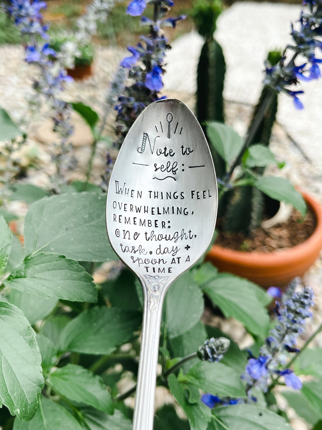 NOTE TO SELF Löffel Spruch Tischlöffel Gestempelter Silberlöffel