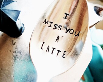 I Miss You A Latte spoon, Stamped Silver Spoon, Friendship, Soul Sisters, Stamped Silver Coffee Spoon, Silver Spoon, Friend I miss You Gift