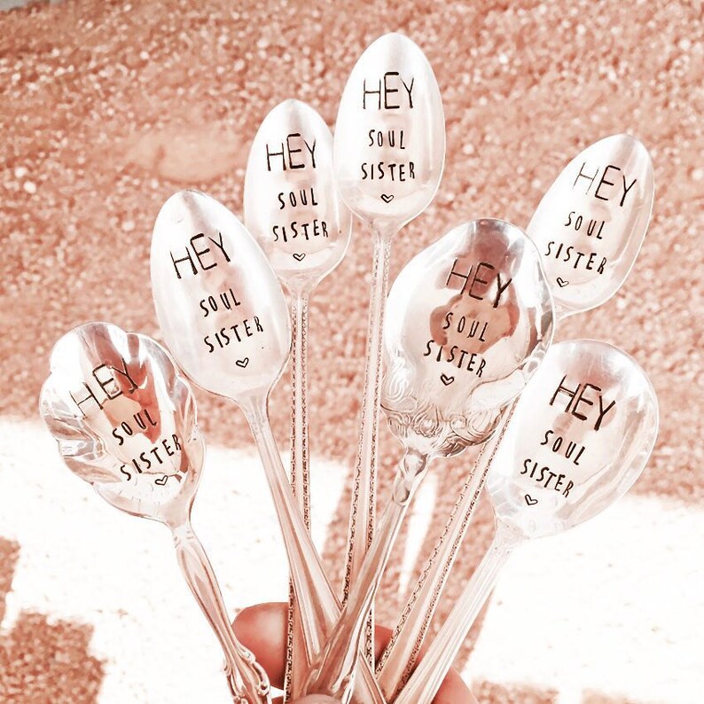 Stamped Silver Spoon Friendship Spoon Hey Soul Sister Etsy