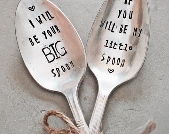 Regalo de boda, regalo de aniversario, regalo para él, regalo para ella, plata estampada, cucharas de café, cuchara pequeña cuchara grande, cuchara de amor, regalo de ducha