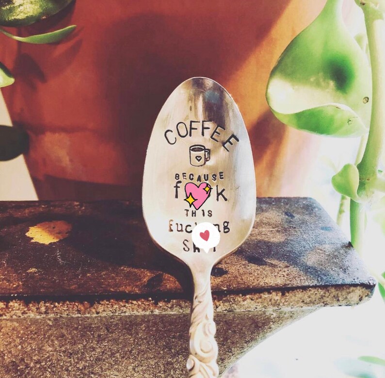 Stamped spoons-funny sayings-coffee poons-tea spoons-vintage flatware