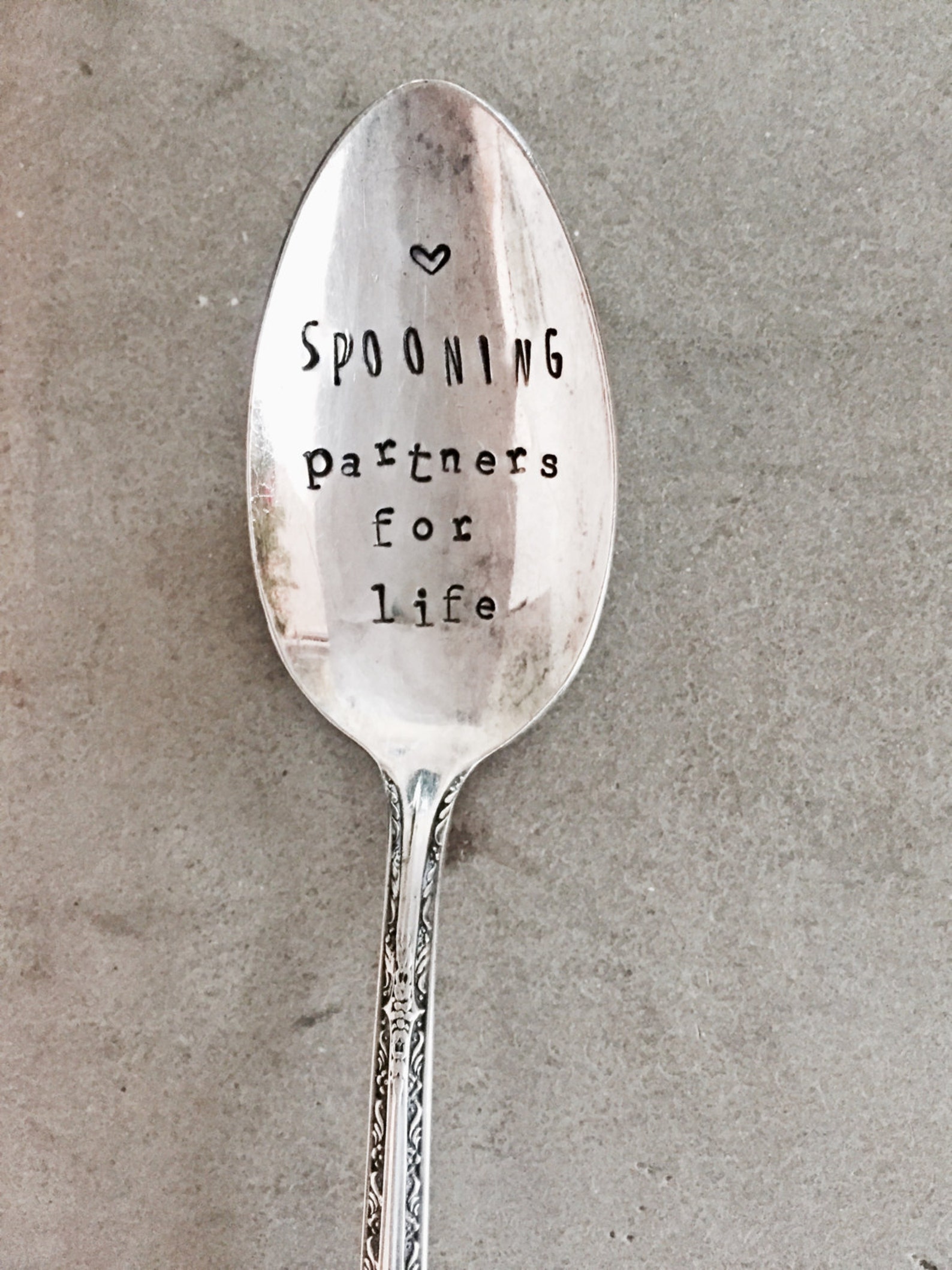 Stamped Silver Spoon Love Spoon Gift For Him Gift For Her Etsy