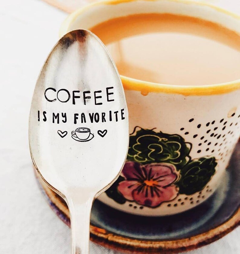 Coffee Spoon Stamped Coffee Spoon Stamped Teaspoon Stamped Silver Spoon Coffee Is My Favorite Vintage Spoon Silver Spoon Tea