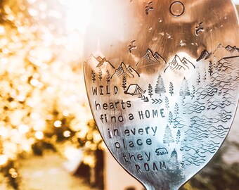 Wild Hearts Find A Home In Every Place They Roam Serving Spoon - Vintage Stamped Silver Spoon - Shower Gift - Gather - Stamped Serving Spoon
